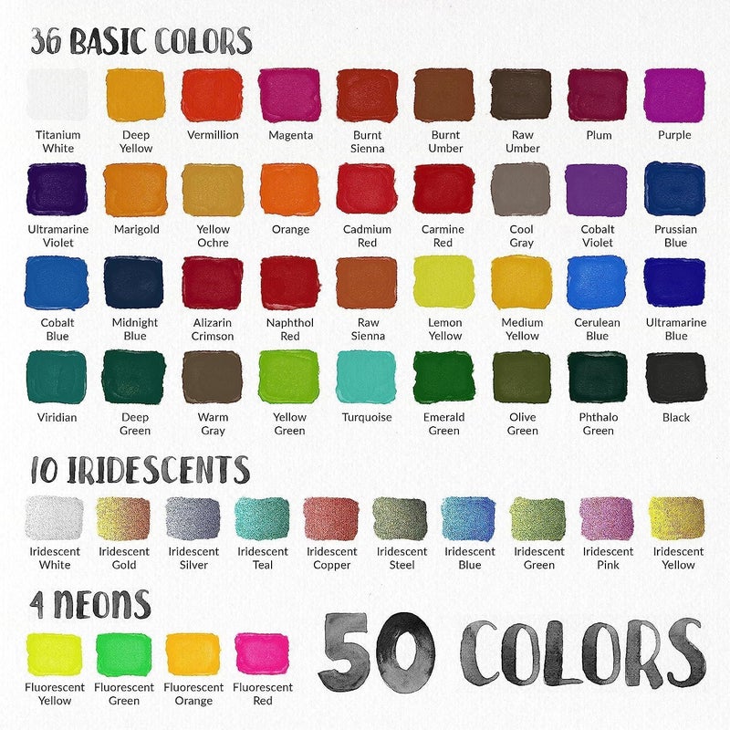 Funcils Watercolor Paint Set - 50 Travel Watercolors Set - Water Colors Paint for Adult, Beginners, Professional Artists | Watercolor Palette with Paper, Brush, Pen | Art Supplies for Adults - Image 4